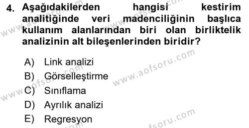 İşletme Analitiği Dersi 2023 - 2024 Yılı (Vize) Ara Sınavı 4. Soru