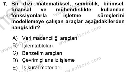 İşletme Analitiği Dersi 2023 - 2024 Yılı (Vize) Ara Sınavı 7. Soru