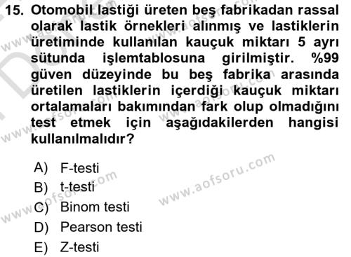 İşletme Analitiği Dersi 2023 - 2024 Yılı (Final) Dönem Sonu Sınavı 15. Soru