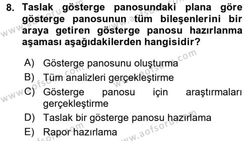 İşletme Analitiği Dersi 2023 - 2024 Yılı (Final) Dönem Sonu Sınavı 8. Soru