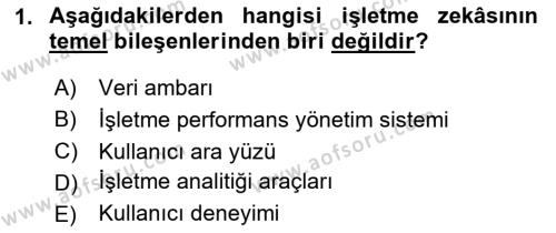 İşletme Analitiği Dersi 2023 - 2024 Yılı Yaz Okulu Sınavı 1. Soru