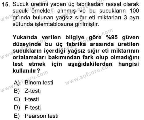 İşletme Analitiği Dersi 2023 - 2024 Yılı Yaz Okulu Sınavı 15. Soru