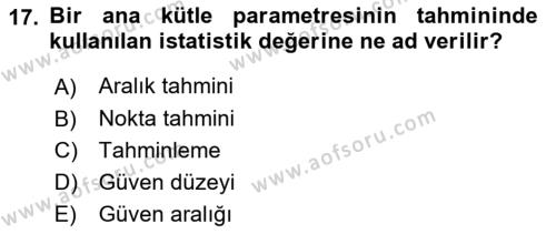 İşletme Analitiği Dersi 2023 - 2024 Yılı Yaz Okulu Sınavı 17. Soru