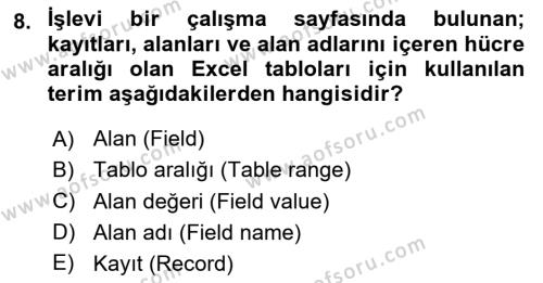 İşletme Analitiği Dersi 2023 - 2024 Yılı Yaz Okulu Sınavı 8. Soru