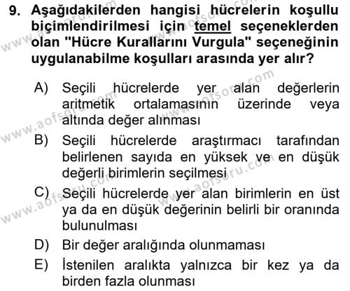 İşletme Analitiği Dersi 2023 - 2024 Yılı Yaz Okulu Sınavı 9. Soru