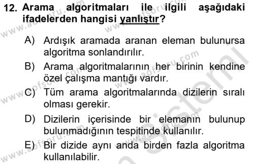 Algoritmalar Ve Programlama Dersi 2021 - 2022 Yılı (Final) Dönem Sonu Sınavı 12. Soru