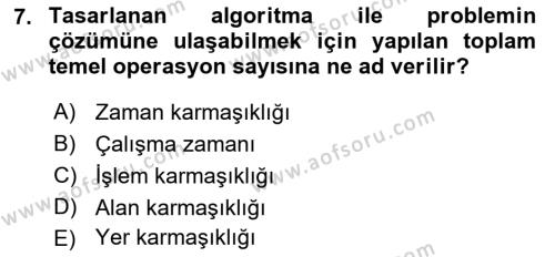 Algoritmalar Ve Programlama Dersi 2021 - 2022 Yılı (Final) Dönem Sonu Sınavı 7. Soru