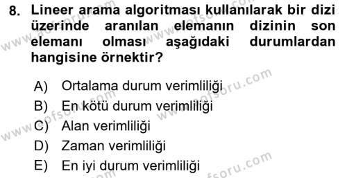 Algoritmalar Ve Programlama Dersi 2021 - 2022 Yılı (Final) Dönem Sonu Sınavı 8. Soru