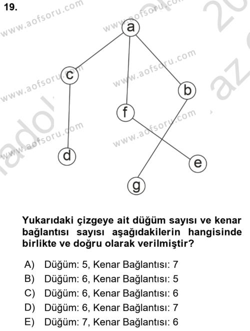 Algoritmalar Ve Programlama Dersi 2022 - 2023 Yılı Yaz Okulu Sınavı 19. Soru