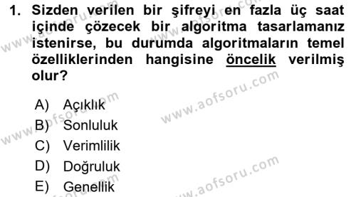 Algoritmalar Ve Programlama Dersi 2023 - 2024 Yılı (Vize) Ara Sınavı 1. Soru