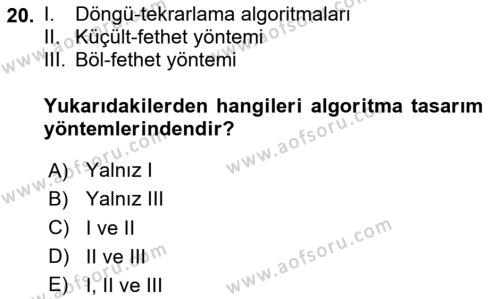 Algoritmalar Ve Programlama Dersi 2023 - 2024 Yılı (Vize) Ara Sınavı 20. Soru