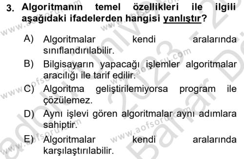 Algoritmalar Ve Programlama Dersi 2023 - 2024 Yılı (Vize) Ara Sınavı 3. Soru