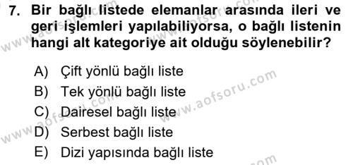 Algoritmalar Ve Programlama Dersi 2023 - 2024 Yılı (Vize) Ara Sınavı 7. Soru