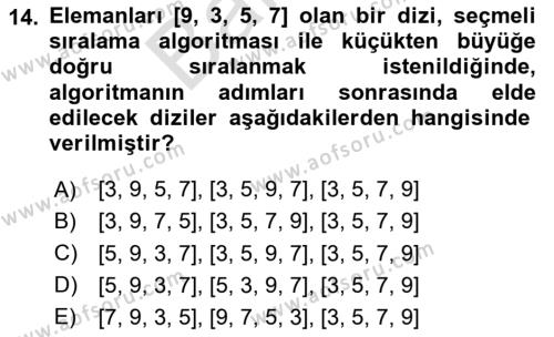 Algoritmalar Ve Programlama Dersi 2023 - 2024 Yılı (Final) Dönem Sonu Sınavı 14. Soru