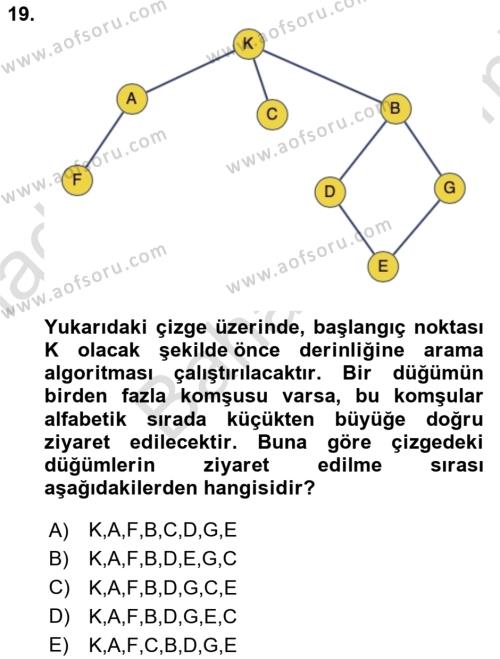 Algoritmalar Ve Programlama Dersi 2023 - 2024 Yılı (Final) Dönem Sonu Sınavı 19. Soru