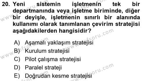 Bilişim Sistemleri Dersi 2021 - 2022 Yılı (Final) Dönem Sonu Sınavı 20. Soru