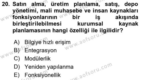 Bilişim Sistemleri Dersi 2023 - 2024 Yılı (Vize) Ara Sınavı 20. Soru