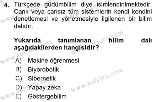 Bilişim Sistemleri Dersi 2023 - 2024 Yılı (Vize) Ara Sınavı 4. Soru