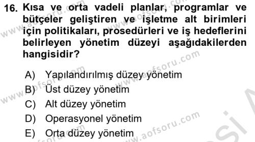 Bilişim Sistemleri Dersi 2023 - 2024 Yılı (Final) Dönem Sonu Sınavı 16. Soru