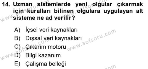 Bilişim Sistemleri Dersi 2023 - 2024 Yılı Yaz Okulu Sınavı 14. Soru