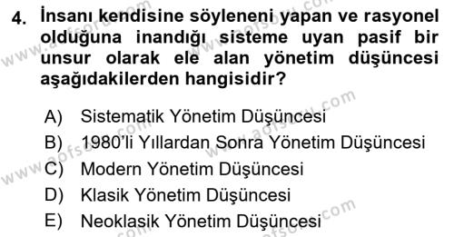 İş Süreçleri Yönetimi Dersi 2020 - 2021 Yılı Yaz Okulu Sınavı 4. Soru