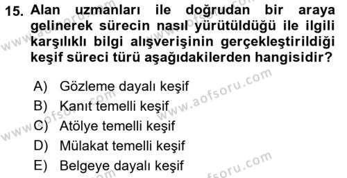 İş Süreçleri Yönetimi Dersi 2021 - 2022 Yılı (Vize) Ara Sınavı 15. Soru