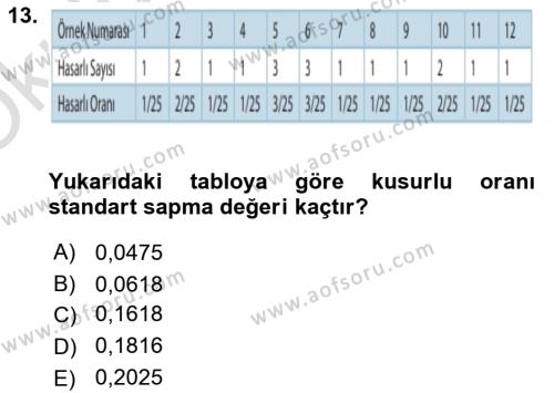 İş Süreçleri Yönetimi Dersi 2021 - 2022 Yılı Yaz Okulu Sınavı 13. Soru