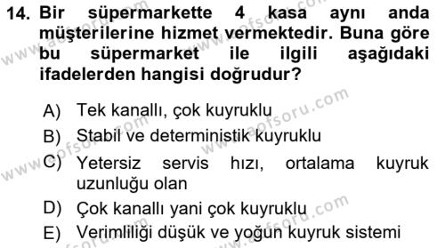 İş Süreçleri Yönetimi Dersi 2021 - 2022 Yılı Yaz Okulu Sınavı 14. Soru