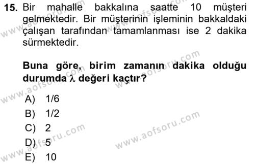 İş Süreçleri Yönetimi Dersi 2021 - 2022 Yılı Yaz Okulu Sınavı 15. Soru