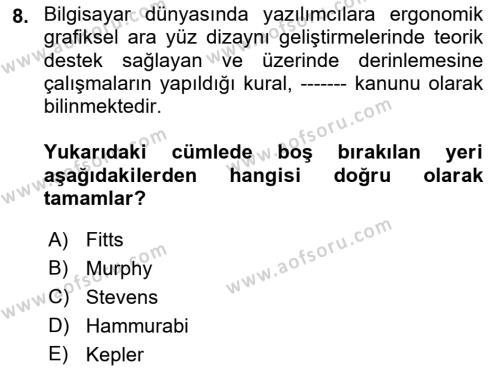 İş Süreçleri Yönetimi Dersi 2022 - 2023 Yılı Yaz Okulu Sınavı 8. Soru