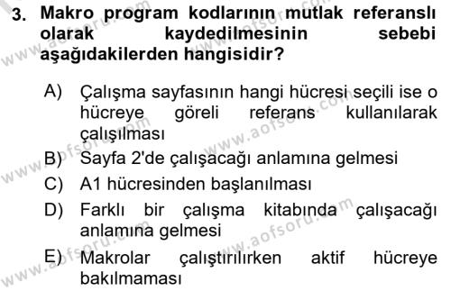 İşlem Tablosu Programlama Dersi 2023 - 2024 Yılı (Final) Dönem Sonu Sınavı 3. Soru