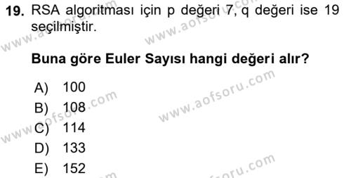 Ağ Yönetimi Ve Bilgi Güvenliği Dersi 2021 - 2022 Yılı (Vize) Ara Sınavı 19. Soru