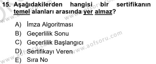 Ağ Yönetimi Ve Bilgi Güvenliği Dersi 2022 - 2023 Yılı Yaz Okulu Sınavı 15. Soru