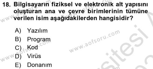 Ağ Yönetimi Ve Bilgi Güvenliği Dersi 2022 - 2023 Yılı Yaz Okulu Sınavı 18. Soru