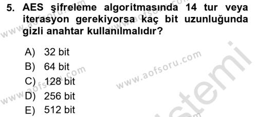 Ağ Yönetimi Ve Bilgi Güvenliği Dersi 2022 - 2023 Yılı Yaz Okulu Sınavı 5. Soru