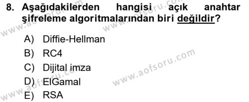 Ağ Yönetimi Ve Bilgi Güvenliği Dersi 2022 - 2023 Yılı Yaz Okulu Sınavı 8. Soru