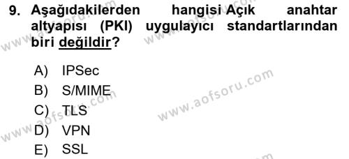 Ağ Yönetimi Ve Bilgi Güvenliği Dersi 2022 - 2023 Yılı Yaz Okulu Sınavı 9. Soru