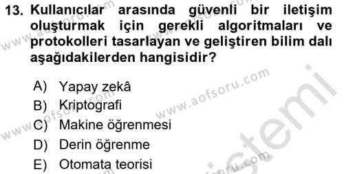 Ağ Yönetimi Ve Bilgi Güvenliği Dersi 2023 - 2024 Yılı (Vize) Ara Sınavı 13. Soru