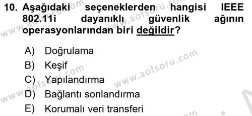 Ağ Yönetimi Ve Bilgi Güvenliği Dersi 2023 - 2024 Yılı (Final) Dönem Sonu Sınavı 10. Soru