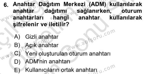 Ağ Yönetimi Ve Bilgi Güvenliği Dersi 2023 - 2024 Yılı (Final) Dönem Sonu Sınavı 6. Soru