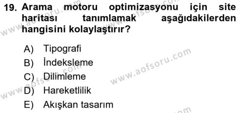 Kullanıcı Deneyimi Tasarımı Dersi 2022 - 2023 Yılı Yaz Okulu Sınavı 19. Soru