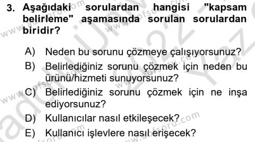 Kullanıcı Deneyimi Tasarımı Dersi 2022 - 2023 Yılı Yaz Okulu Sınavı 3. Soru