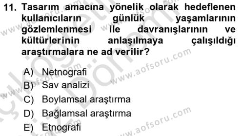 Kullanıcı Deneyimi Tasarımı Dersi 2023 - 2024 Yılı (Vize) Ara Sınavı 11. Soru