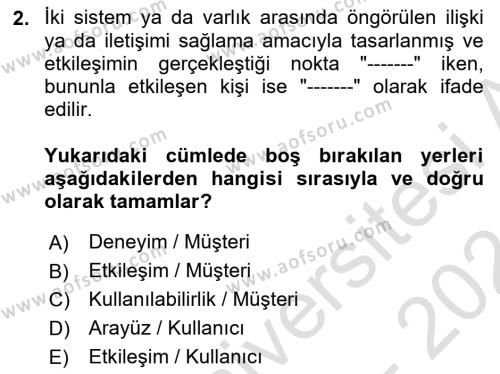 Kullanıcı Deneyimi Tasarımı Dersi 2023 - 2024 Yılı (Vize) Ara Sınavı 2. Soru