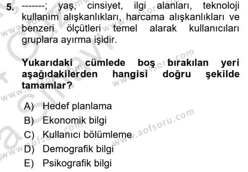 Kullanıcı Deneyimi Tasarımı Dersi 2023 - 2024 Yılı (Vize) Ara Sınavı 5. Soru