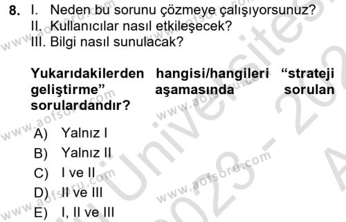 Kullanıcı Deneyimi Tasarımı Dersi 2023 - 2024 Yılı (Vize) Ara Sınavı 8. Soru