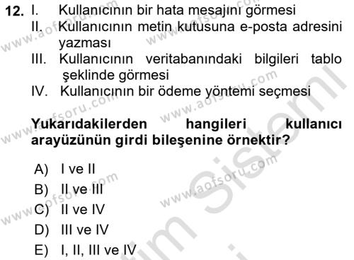 Kullanıcı Deneyimi Tasarımı Dersi 2023 - 2024 Yılı (Final) Dönem Sonu Sınavı 12. Soru