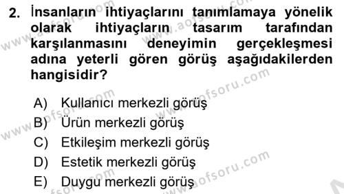 Kullanıcı Deneyimi Tasarımı Dersi 2023 - 2024 Yılı (Final) Dönem Sonu Sınavı 2. Soru