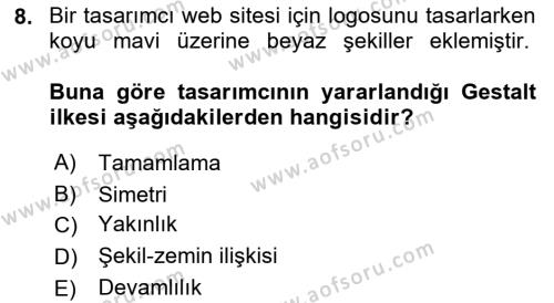 Kullanıcı Deneyimi Tasarımı Dersi 2023 - 2024 Yılı (Final) Dönem Sonu Sınavı 8. Soru