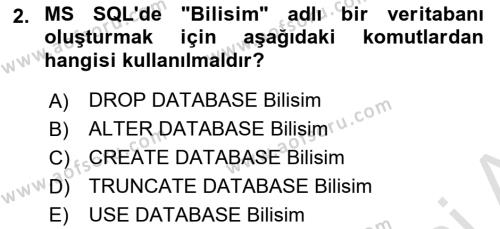 Veritabanı Programlama Dersi 2023 - 2024 Yılı (Vize) Ara Sınavı 2. Soru